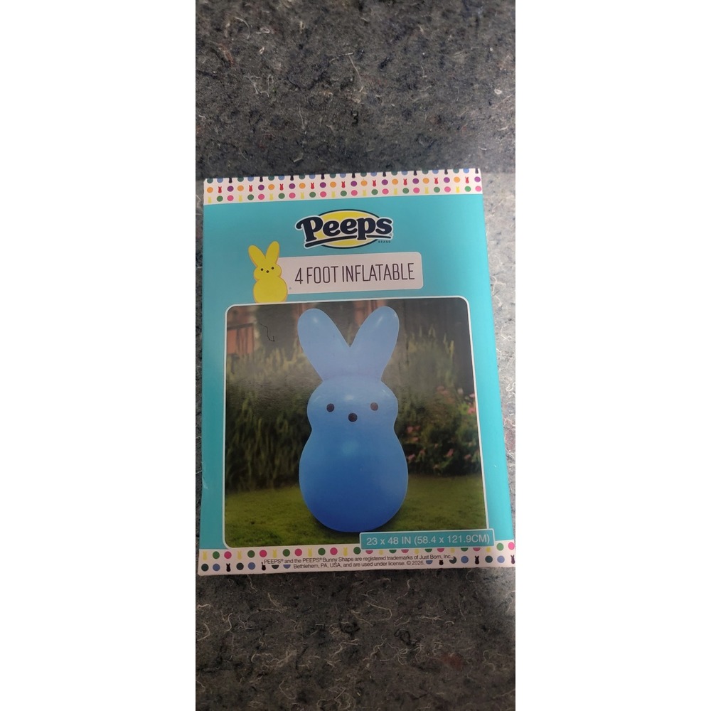 PEEPS 4' Foot Inflatable Blue Yard Easter Bunny Blow-Up NWT‎ and Sealed
